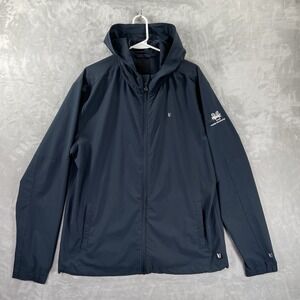 Linksoul Jacket men's Large Stormer Full Zip Hooded Windbreaker Golf Active Blue